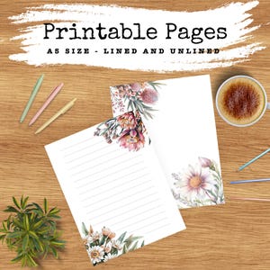 Papelaria floral para impressão, 10 papéis de carta florais, download digital em PDF, papel de carta, papel sem pauta, papel pautado, papel pontilhado, tamanho A5