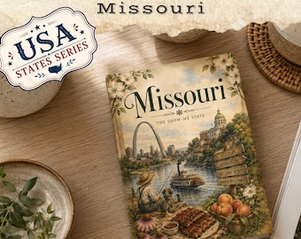 Livre miniature à imprimer sur le Missouri, livre de voyage à faire soi-même pour maison de poupée, mini-livre aquarelle « Découvrez-moi les États », téléchargement instantané