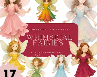 Bundle de cliparts aquarelle fée : lunatique fantastique PNG, art magique de la forêt