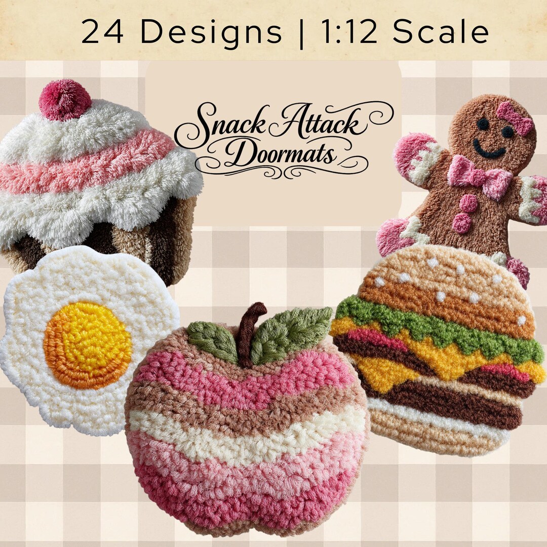 Snacks Rug Food Dollhouse Doormats Printable, 1:12 Scale Mini Rugs, Cute Snack ...