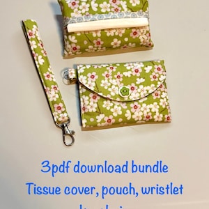 Beginner Sewing Patterns: Mini Pouch, Tissue Holder, Wristlet Keychain (Digital PDF Downloadable Patterns)
