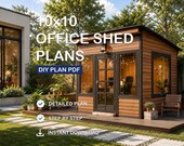 10x10 Modern Office Shed Plans | DIY Woodworking Backyard Studio (PDF Download)