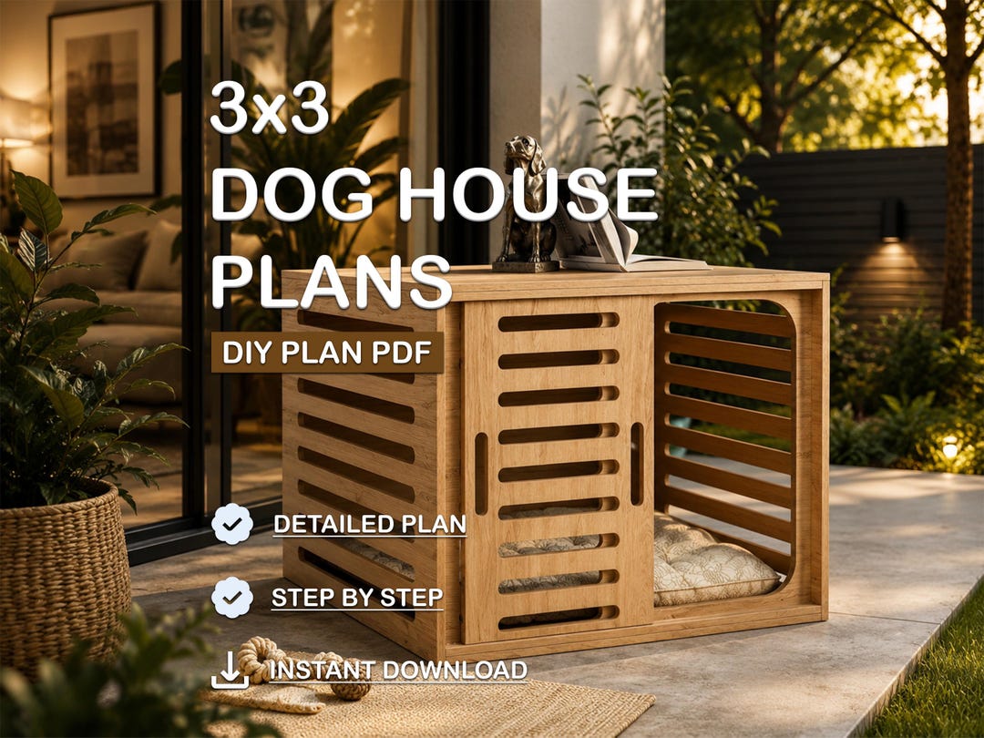 3x3 Modern Dog Crate Plans, Wooden Indoor Kennel DIY (PDF Download) - Etsy