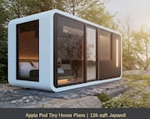 Cabin Plans, 126 sq ft Small Tiny House Blueprint (Digital Download)