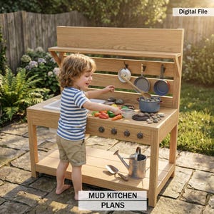 Planos para construir una cocina de barro: proyecto de bricolaje para jugar al aire libre o para trabajar la madera en el jardín (PDF).