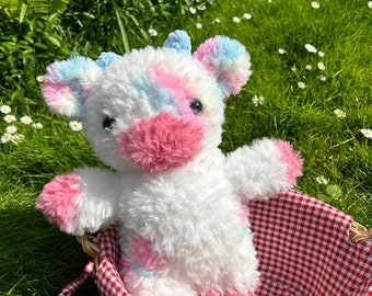 Fluffy Cotton Candy Cow - Amigurumi - Gehaakte Knuffel - Handmade Plush