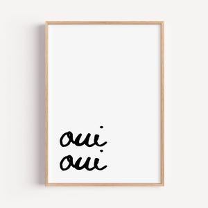 Oui Oui Printable Wall Art | French Minimalist Poster | Boho Cafe Decor | Parisian Style Wall Art | Modern Digital Download | Kitchen Art
