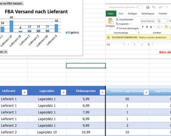 Excel FBA Amazon Manager Tool Optimale Versandmenge Bedarfsermittlung für 50 Produkte gleichzeitig leichte Bedingung