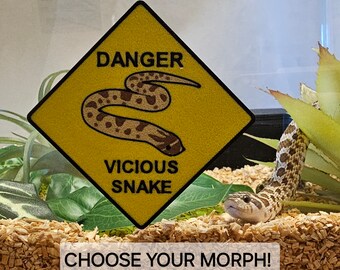 Niedliches Schlangen-Gefahrenschild mit Magneten, Vivarium-Dekoration für Western Hognose-Haustier-Schlange-Reptilienbehälter. 3D Gedrucktes Lustiges Schlangenschild.