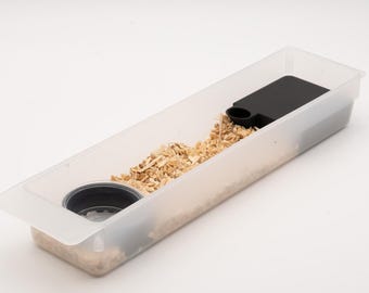 Reptile Burrow Hide for VE I80 Tubs. Snake Hide for Western Hognose, Colubrids and other small snakes.  Vivarium Electronics I-10 Rack Hide