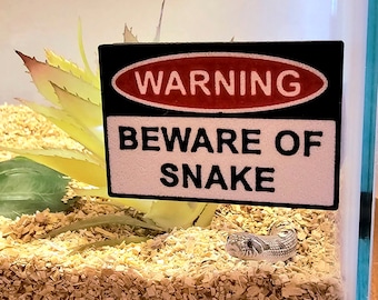 Niedliches Schlangen Warnschild mit Magneten, Vivarium Dekoration für Hognose, Ball Python, Schlange Reptilien Tank. 3D gedruckte Schlange Bereicherung.