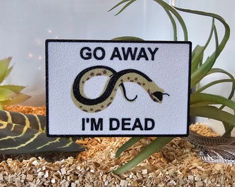 Lustiges Hognose Schlange Zeichen mit Magneten, Vivarium Dekoration für Hognose Schlange Reptilien Tank. 3D Gedrucktes Schlangenschild. Hognose spielt sich tot.