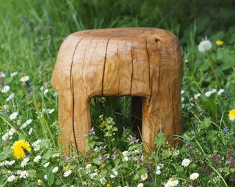 Stool made of oak trunk