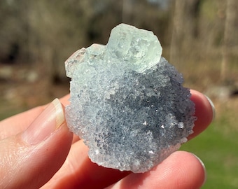 Fluorite on Quartz, Fujian, Natural Crystal Cluster, 21gr