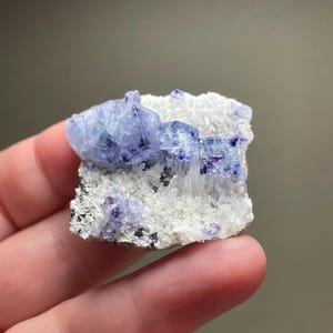 Blue Yindu Fluorite Cube Crystals, Purple Phantoms, Tiny Quartz Points
