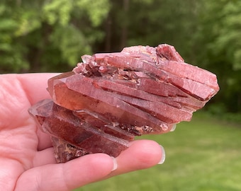 Hematite Included, Red Quartz Crystal Cluster, Zambia, Natural Specimen
