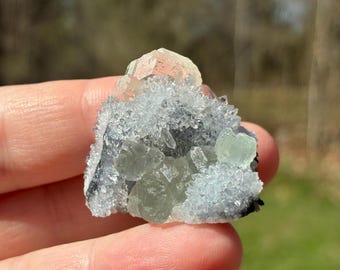 Fluorite on Quartz, Fujian, Natural Crystal Cluster, 19gr