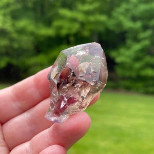 Smoky Amethyst Crystal, Two Enhydro Bubbles, Goboboseb Namibia