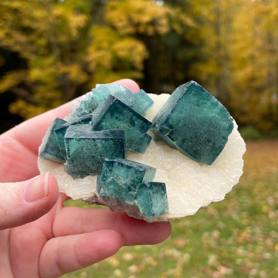 Green Fluorite Cube Crystals on Matrix, Madagascar, Natural