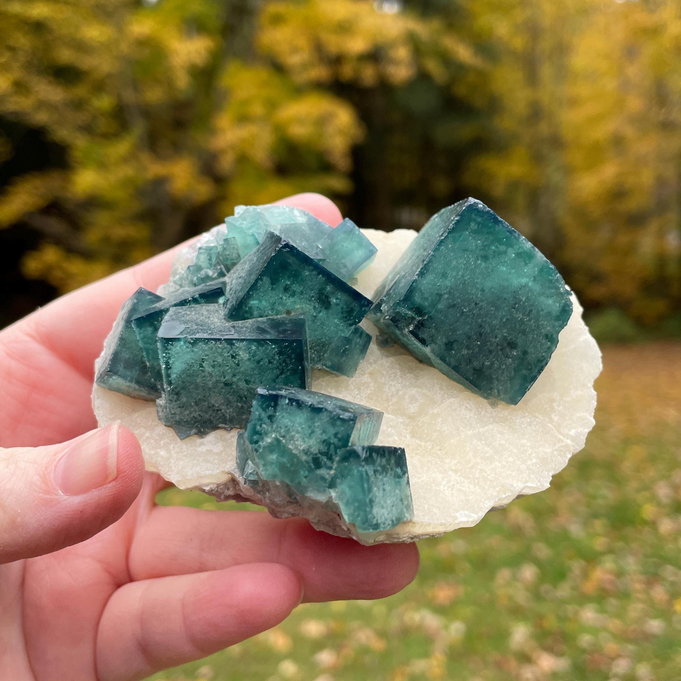 Green Fluorite Cube Crystals on Matrix, Madagascar, Natural