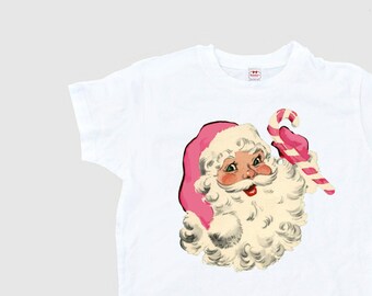 Santa Claus Shirt - Women's Christmas Shirt - Mid Century Ladies Tee - T Shirt Adult Size  S M L Xl 2Xl