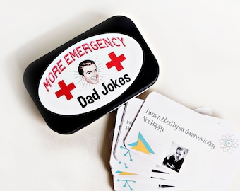 Dad Jokes 2 Emergency, Gift for Him, More Dad Jokes Series Two, Tin Container, Funny Gift Father