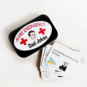 Dad Jokes 2 Emergency, Cadeau pour lui, Autres blagues pour papa, série 2, Boîte métallique, Cadeau amusant pour père
