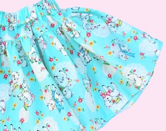 SALE Blue Skirt Girl - Blue Lamb Skirt - Girl Cute Skirt - SALE Skirt Girls Size 4T 4 - Ready to Ship - Toddler Kawaii Pastel Skirt Easter