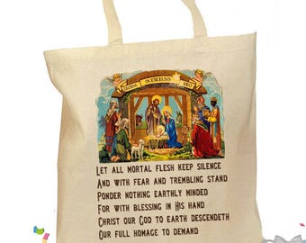 Christmas Nativity Tote Bag: Vintage Catholic Gift