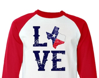 Texas Liebe Baseball-Shirt - Retro Unisex Erwachsenen T-Shirt