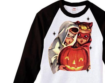 Halloween Shirt Adult - Spooky Kids Halloween Baseball Shirt - Mens Scary Halloween - Adult Unisex -Halloween Party Size S M L Xl 2Xl 3xl