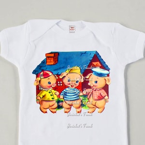 Three Little Pigs Kids Tee - Retro Storybook Shirt