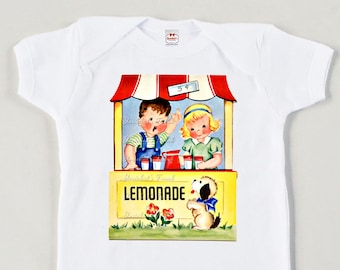 Lemonade Stand Shirt - Vintage Lemonade Tee - Children Lemon Stand Tank T Shirt - Boy Girl Lemonade Party - Kids Lemonade Retro Shirt