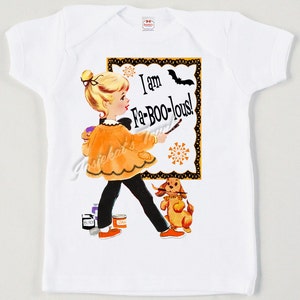 Girl&#39;s Retro Halloween Tee: Fa-BOO-lous Pumpkin Shirt