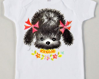 Vintage Puppy Tee Photography Custom Size Retro Baby Poodle