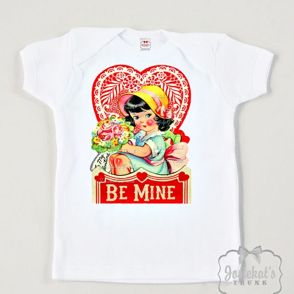 Valentine Girl Shirt - Valentine Toddler Tee - Be Mine Kids Tee - Custom Size -  Love Retro Tee - Personalized Childrens Shirt - Love Tshirt