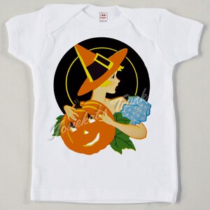 Retro Halloween Toddler Shirt: Pretty Witch & Pumpkin Tee