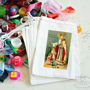 Saint Nicholas Favor Bags: Vintage Dutch Party Treat Bags (Set of 10)