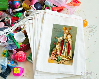 Saint Nicholas Favor Bags: Vintage Dutch Party Treat Bags (Set of 10)