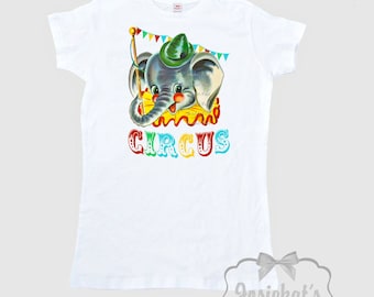 Koszulka Retro Circus Elephant: bawełniana koszulka w stylu vintage