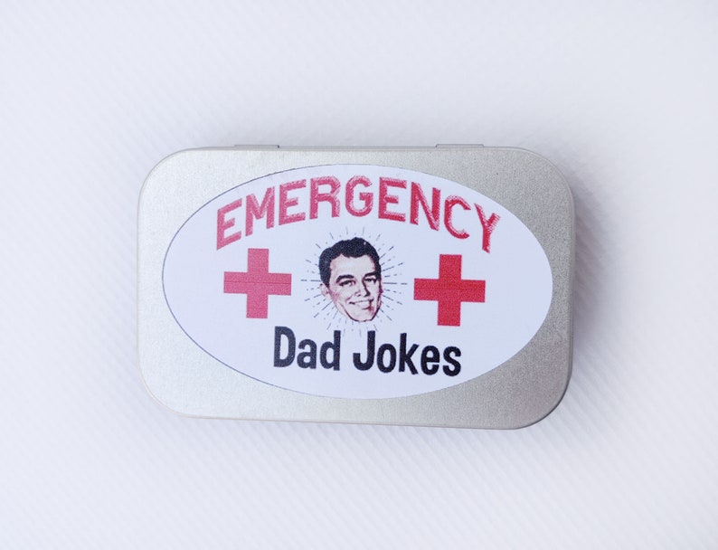 Dad Jokes Emergency, Father's Day Gift Gift for Him, Tin Container, Funny Gift New Father image 3