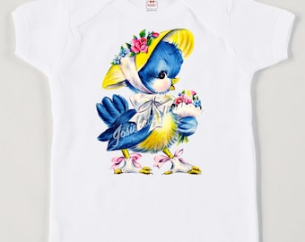 Blauer Vogel Shirt - Kinder Baby Blauvogel T-Shirt - Vogel Shirt Retro - Ausgefallene Ostern Blauer Vogel - Frühling Blauvogel Shirt - Vintage T Shirt Ostern