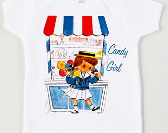 Vintage Candy Shop Girl Tee Tshirt Tank Custom Size Retro