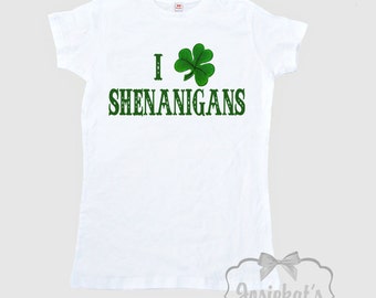 St Patricks Shirt - "I Shamrock Shenanigans" Shirt - Retro Irish Shirt - Ladies Irish Shirt - Woman Saint Patricks - Adult Size S M L Xl 2Xl