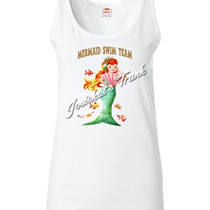 Mermaid Shirt - Women&#39;s Mermaid Tank - &quot;Mermaid Swim Team&quot; - Mermaid Retro T Shirt - Vintage Adult Size S M L Xl XXL