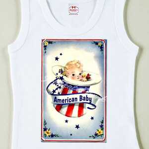 4th of  July Patriot Tshirt Vintage &quot;American Baby&quot; Tee Photography Custom Size Retro