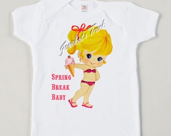 Spring Break Girl Shirt Bathing Suit Tee "Spring Break Baby" Custom Size Vintage Tank Retro Personalized