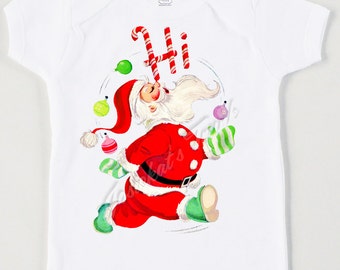 Retro Christmas Tee Hi Santa Custom Size Vintage Tshirt Size NB to XL Youth