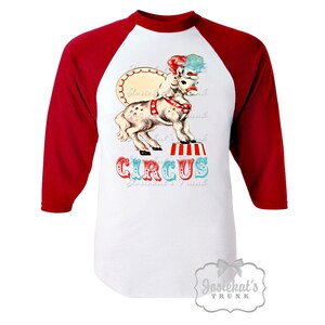 Kids Circus Shirt  - Circus Horse Red - Circus Party Shirt - Red Baseball Toddler - Sibling Circus Tee - Josiekatstrunk Shirt Retro Vintage