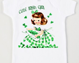 Irish Girl Shirt - St Patrick's Day - Cute Irish Girl Tee - Kids Saint Patrick Shirt - Retro Vintage Tshirt - Toddler Choose Hair Color